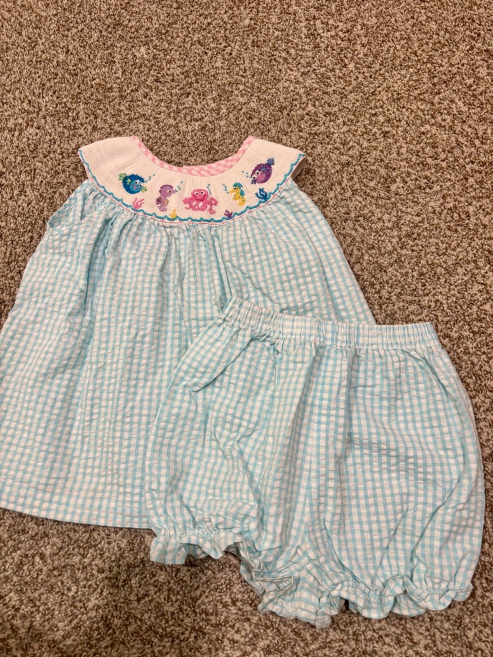 Seersucker Sea Creature Matching Set - Light Blue